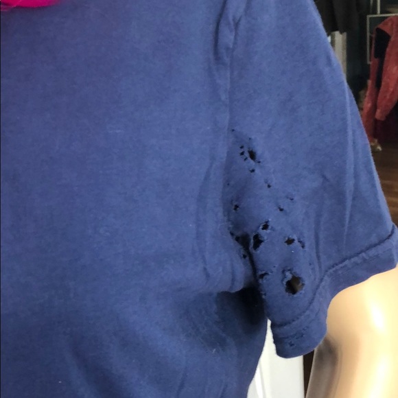 Nasty Gal After Party distressed blue T-shirt medium - Picture 3 of 6